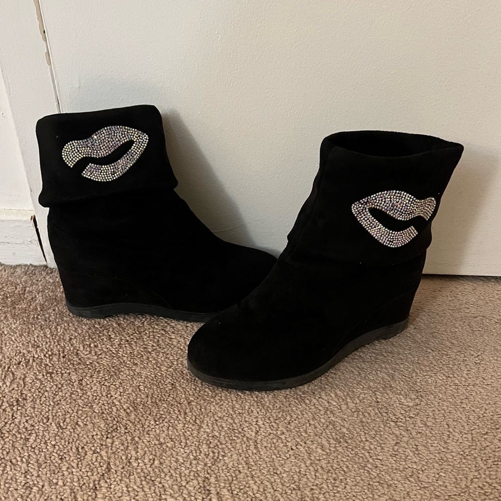 Suede Ankle Boots with Hidden Wedge Heel